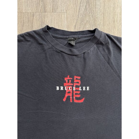 Vintage Y2K Bruce Lee Chinese Character Movie TV Martial Arts Black Shirt Rare T - Picture 3 of 12
